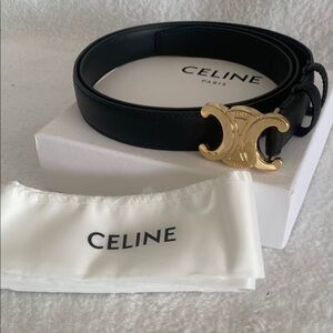 Celine Noir Belt with Gilded Clasp